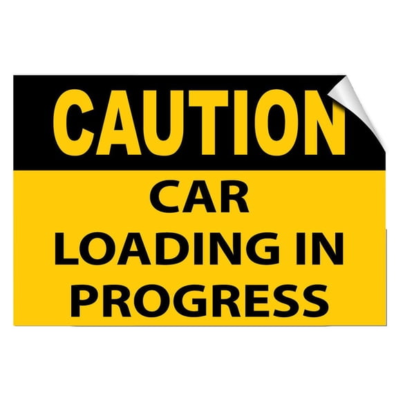Vinyl Stickers - Caution - Car Loading in Progress Traffic - Safety and Warning Warehouse Signs Stickers - 3.5" x 5" - 3 Pack
