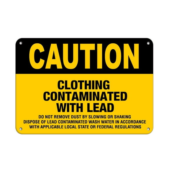 Vinyl Stickers - Caution - Clothing Contaminated with Lead Do Not Remove Dust - Safety and Warning Warehouse Signs Stickers - 18" x 24" - 3 Pack