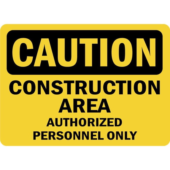 Vinyl Stickers - Caution - Construction Area Authorized OSHA - Safety and Warning Warehouse Signs Stickers - 3.5" x 5" - 6 Pack