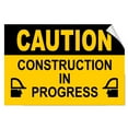 thumbnail image 1 of Vinyl Stickers - Caution - Construction in Progress Hazard - Safety and Warning Warehouse Signs Stickers - 3.5" x 5" - 10 Pack, 1 of 5