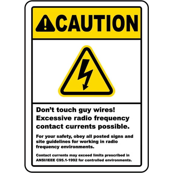 Vinyl Stickers - Caution Don't Touch Guy Wires Sign - Safety and Warning Warehouse Signs Stickers - 24" x 30" - 6 Pack