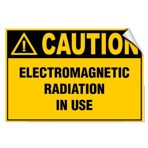 Vinyl Stickers - Caution - Electromagnetic Radiation in Use Hazard - Safety and Warning Warehouse Signs Stickers - 3.5" x 5" - 3 Pack