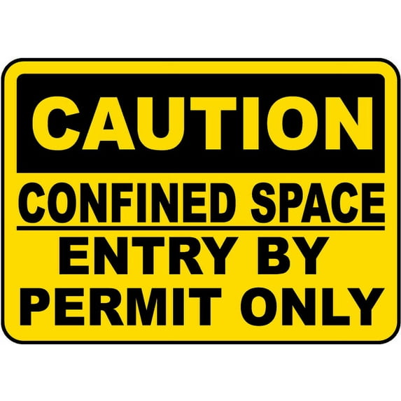 Vinyl Stickers - Caution Entry by Permit Only Sign - Safety and Warning Warehouse Signs Stickers - 13" x 9" - 3 Pack