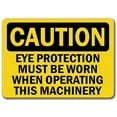 thumbnail image 1 of Vinyl Stickers - Caution - Eye Protection Worn When Operating This Machine -Safety and Warning Warehouse Signs Stickers - 10" x 7" - 3 Pack, 1 of 5