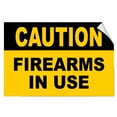 thumbnail image 1 of Vinyl Stickers - Caution - Firearms in Use Security - Safety and Warning Warehouse Signs Stickers - 10" x 7" - 6 Pack, 1 of 5
