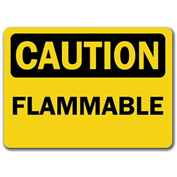 Vinyl Stickers - Caution - Flammable -Safety and Warning Warehouse Signs Stickers - 3.5" x 5" - 3 Pack