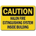thumbnail image 1 of Vinyl Stickers - Caution - Halon Fire System Inside Building -Safety and Warning Warehouse Signs Stickers - 3.5" x 5" - 10 Pack, 1 of 5