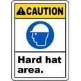 thumbnail image 1 of Vinyl Stickers - Caution Hard Hat Area Sign 2 - Safety and Warning Warehouse Signs Stickers - 3.5" x 5" - 6 Pack, 1 of 5