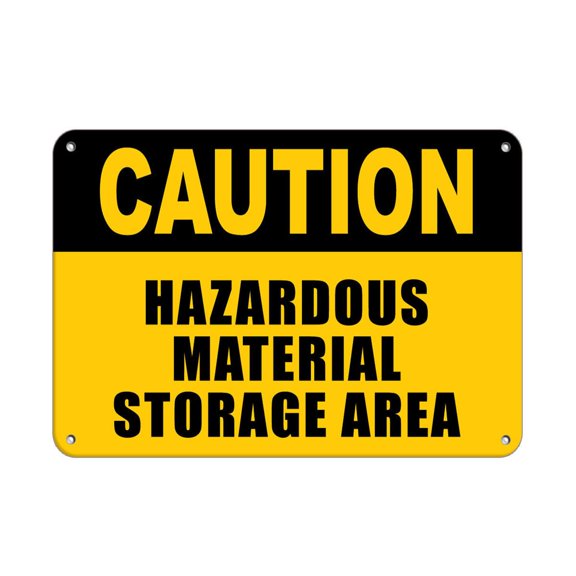 Vinyl Stickers - Caution - Hazardous Material Storage Area - Safety and Warning Warehouse Signs Stickers - 3.5" x 5" - 10 Pack
