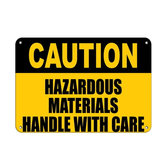 Vinyl Stickers - Caution - Hazardous Materials Handle with Care - Safety and Warning Warehouse Signs Stickers - 3.5" x 5" - 6 Pack