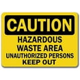 thumbnail image 1 of Vinyl Stickers - Caution - Hazardous Waste Area Unauthorized Keep Out -Safety and Warning Warehouse Signs Stickers - 3.5" x 5" - 3 Pack, 1 of 5