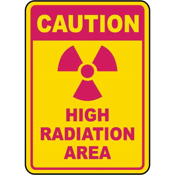 Vinyl Stickers - Caution High Radiation Area Sign - Safety and Warning Warehouse Signs Stickers - 13" x 9" - 6 Pack