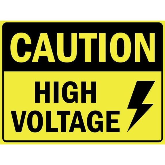 Vinyl Stickers - Caution - High Voltage OSHA - Safety and Warning Warehouse Signs Stickers - 3.5" x 5" - 3 Pack