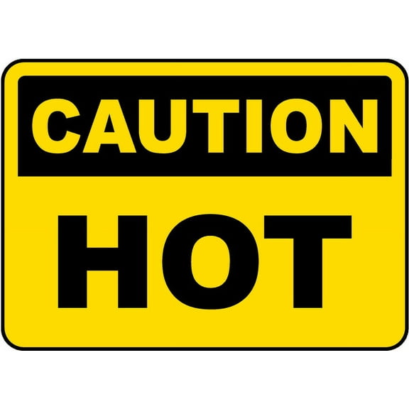 Vinyl Stickers - Caution Hot Sign - Safety and Warning Warehouse Signs Stickers - 10" x 7" - 3 Pack