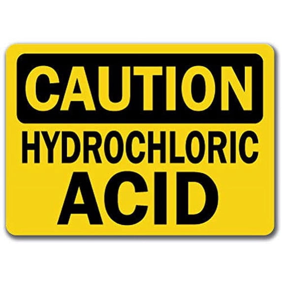 Vinyl Stickers - Caution - Hydrochloric Acid -Safety and Warning Warehouse Signs Stickers - 10" x 7" - 3 Pack