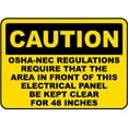 thumbnail image 1 of Vinyl Stickers - Caution Keep Panel Clear for 48 Inches Sign - Safety and Warning Warehouse Signs Stickers - 24" x 30" - 3 Pack, 1 of 5