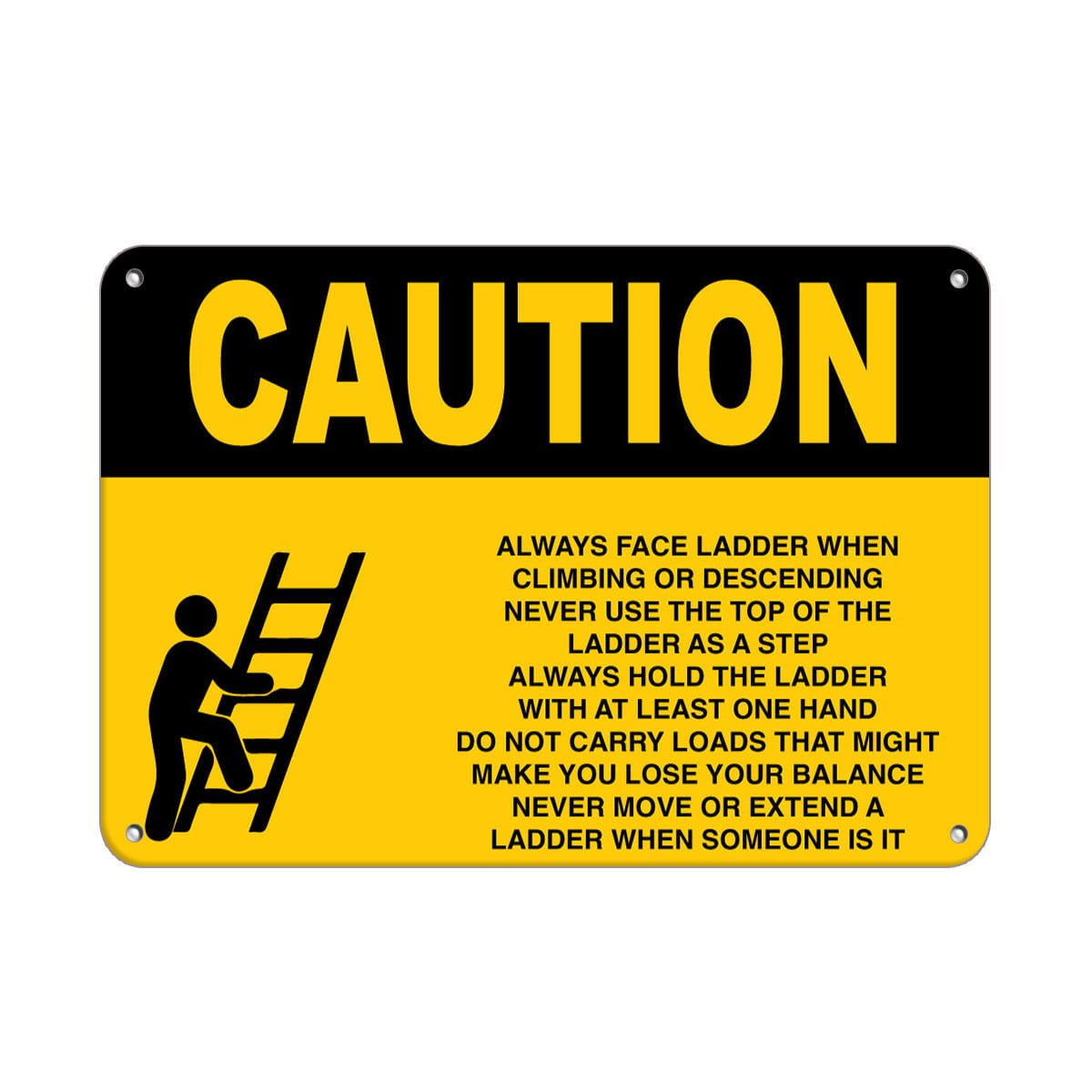 Vinyl Stickers - Caution - Ladder Safety Instructions - Safety and Warning  Warehouse Signs Stickers - 18\, image size:1200x1200