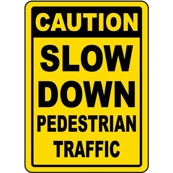 Vinyl Stickers - Caution Pedestrian Traffic Sign - Safety and Warning Warehouse Signs Stickers - 18" x 24" - 6 Pack