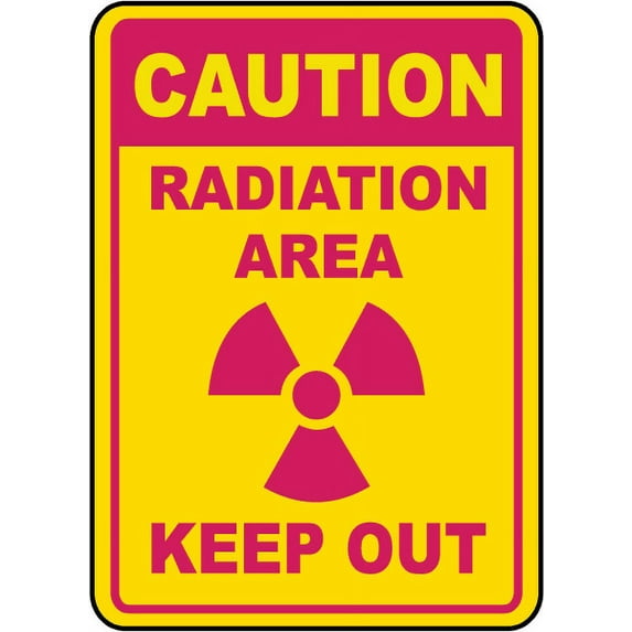 Vinyl Stickers - Caution Radiation Area Keep Out Sign - Safety and Warning Warehouse Signs Stickers - 18" x 24" - 6 Pack