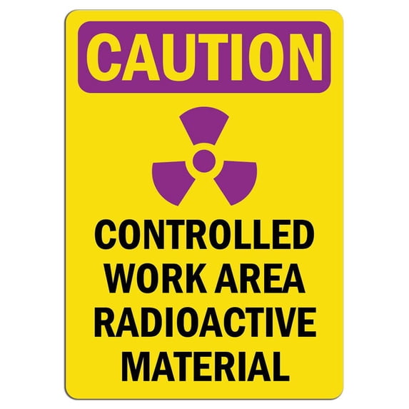 Vinyl Stickers - Caution Radiation Sign - Controlled Work Area Radioactive - Safety and Warning Warehouse Signs Stickers - 10" x 7" - 10 Pack