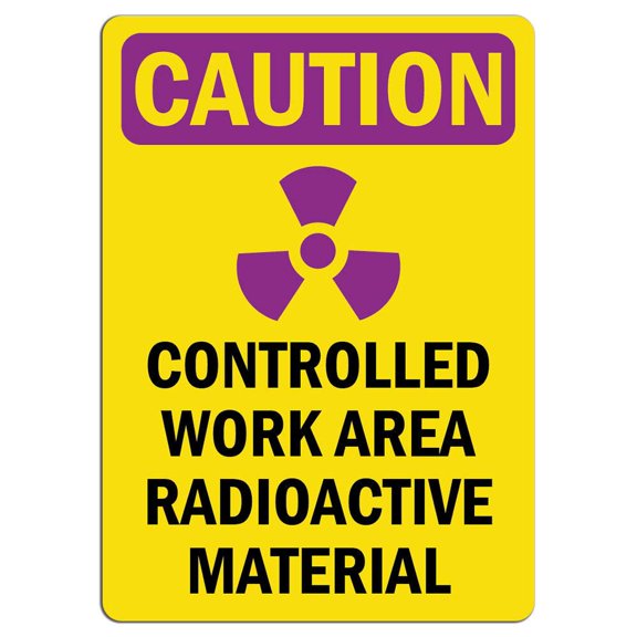 Vinyl Stickers - Caution Radiation Sign - Controlled Work Area Radioactive - Safety and Warning Warehouse Signs Stickers - 10" x 7" - 3 Pack