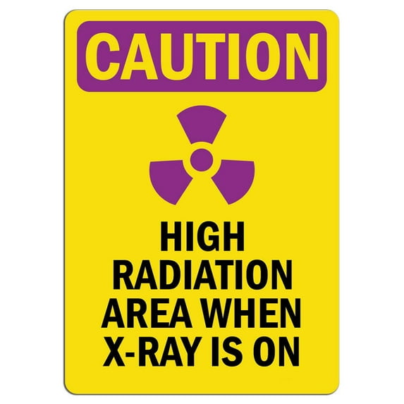 Vinyl Stickers - Caution Radiation Sign - High Radiation Area X-Ray is On - Safety and Warning Warehouse Signs Stickers - 18" x 24" - 3 Pack
