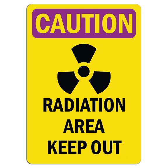 Vinyl Stickers - Caution Radiation Sign - Radiation Area Keep Out - Safety and Warning Warehouse Signs Stickers - 10" x 7" - 3 Pack