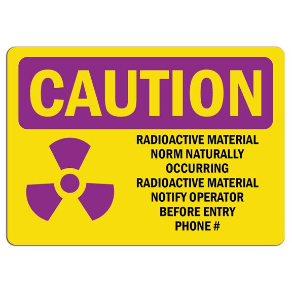 Vinyl Stickers - Caution Radiation Sign - Radioactive Material Norm Naturally with Symbol - Safety and Warning Warehouse Signs Stickers - 24" x 30" - 3 Pack