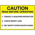 thumbnail image 1 of Vinyl Stickers - Caution - Read Before Operating Consult Instructor - Safety and Warning Warehouse Signs Stickers - 3.5" x 5" - 6 Pack, 1 of 5