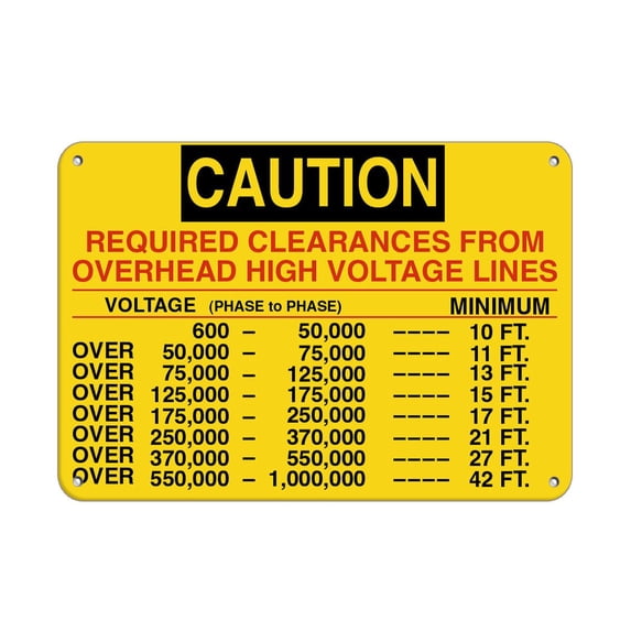 Vinyl Stickers - Caution - Required Clearances from Overhead High Voltage Lines - Safety and Warning Warehouse Signs Stickers - 24" x 30" - 3 Pack