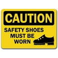 thumbnail image 1 of Vinyl Stickers - Caution - Safety Shoes Must Be Worn -Safety and Warning Warehouse Signs Stickers - 13" x 9" - 6 Pack, 1 of 5