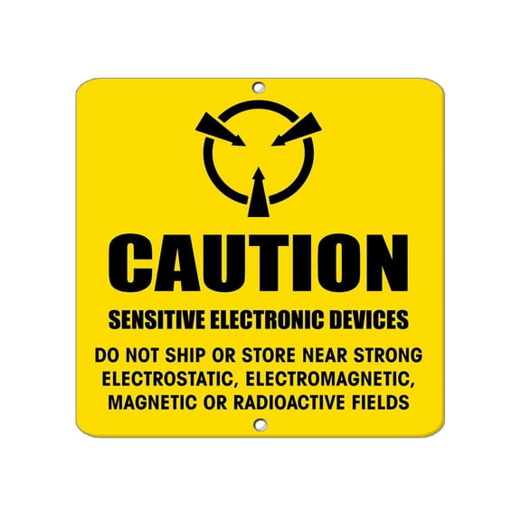 Vinyl Stickers - Caution - Sensitive Electronic Devices Style 2 Hazard - Safety and Warning Warehouse Signs Stickers - 24" x 30" - 3 Pack