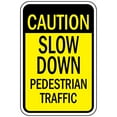 thumbnail image 1 of Vinyl Stickers - Caution - Slow Down Pedestrian Traffic - Safety and Warning Warehouse Signs Stickers - 18" x 24" - 6 Pack, 1 of 5
