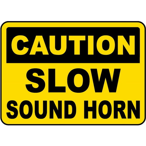 Vinyl Stickers - Caution Slow Sound Horn Sign - Safety and Warning Warehouse Signs Stickers - 24" x 30" - 6 Pack