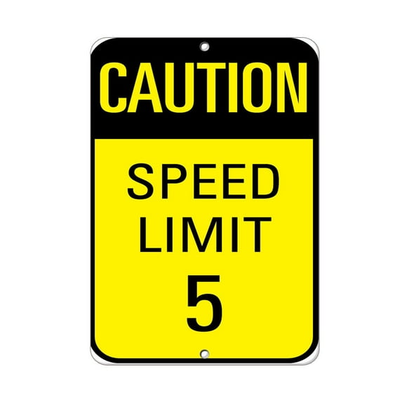 Vinyl Stickers - Caution - Speed Limit 5 Traffic - Safety and Warning Warehouse Signs Stickers - 18" x 24" - 3 Pack