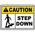 thumbnail interactive-video image 1 of 10in X 3in Caution Step Down Sticker Vinyl Decal – Safety Sign Warning Sticker 1 of 3