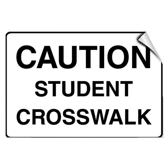 Vinyl Stickers - Caution - Student Crosswalk Traffic - Safety and Warning Warehouse Signs Stickers - 13" x 9" - 10 Pack