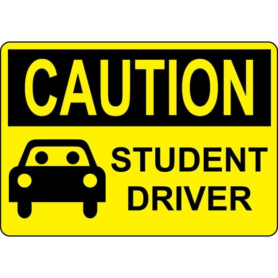Vinyl Stickers - Caution - Student Driver W Graph - Safety and Warning Warehouse Signs Stickers - 24" x 30" - 3 Pack
