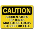 thumbnail image 1 of Vinyl Stickers - Caution - Sudden Stops Or Turns May Cause Loads to Shift - Safety and Warning Warehouse Signs Stickers - 3.5" x 5" - 3 Pack, 1 of 5