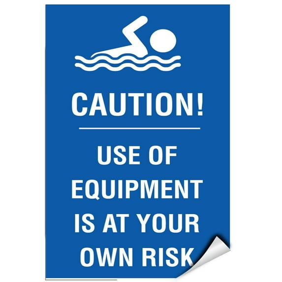 Vinyl Stickers - Caution - Use of Equipment is at Your Own Risk - Safety and Warning Warehouse Signs Stickers - 24" x 30" - 6 Pack