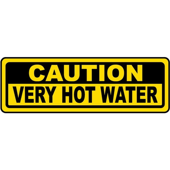 Vinyl Stickers - Caution Very Hot Water Sign - Safety and Warning Warehouse Signs Stickers - 10" x 7" - 10 Pack