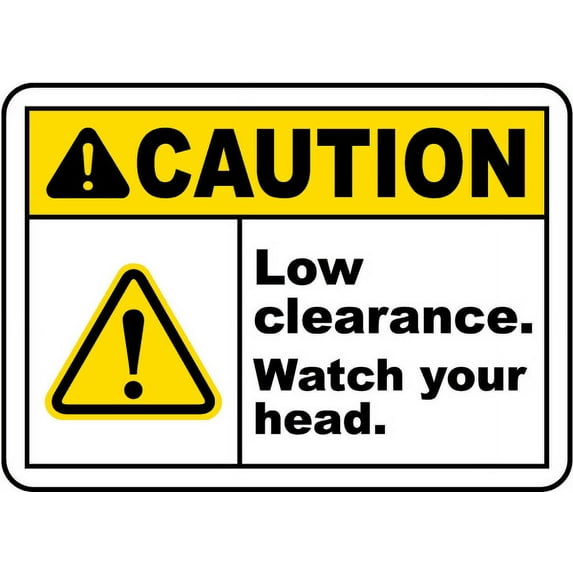 Vinyl Stickers - Caution Watch Your Head Sign N3 - Safety and Warning Warehouse Signs Stickers - 13" x 9" - 6 Pack