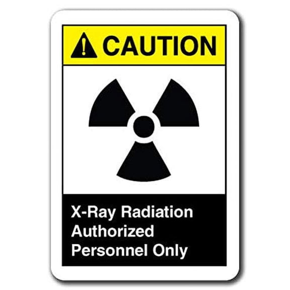 Vinyl Stickers - Caution - X-Ray Radiation Authorized Personnel Only - Safety and Warning Warehouse Signs Stickers - 3.5" x 5" - 3 Pack