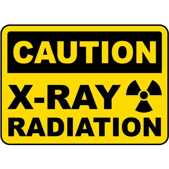 Vinyl Stickers - Caution X-Ray Radiation Sign - Safety and Warning Warehouse Signs Stickers - 24" x 30" - 6 Pack