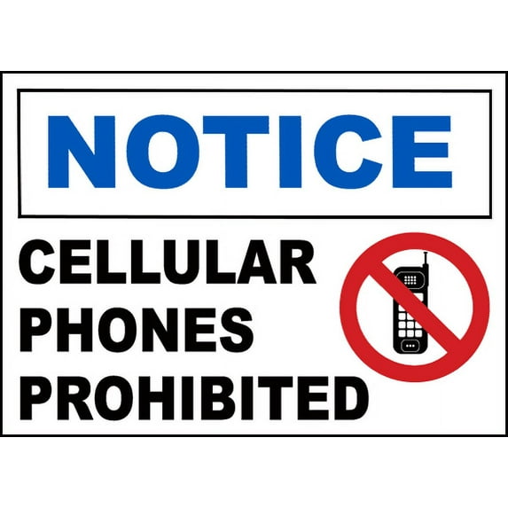 Vinyl Stickers - Cellular Phones Prohibited Sign - Safety and Warning Warehouse Signs Stickers - 10" x 7" - 6 Pack