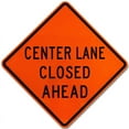 thumbnail image 1 of Vinyl Stickers - Center Lane Closed Ahead Sign - Safety and Warning Warehouse Signs Stickers - 3.5" x 5" - 6 Pack, 1 of 5