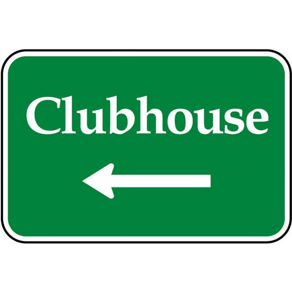 Vinyl Stickers - Clubhouse (Left Arrow) Sign O9 - Safety and Warning Warehouse Signs Stickers - 10" x 7" - 6 Pack
