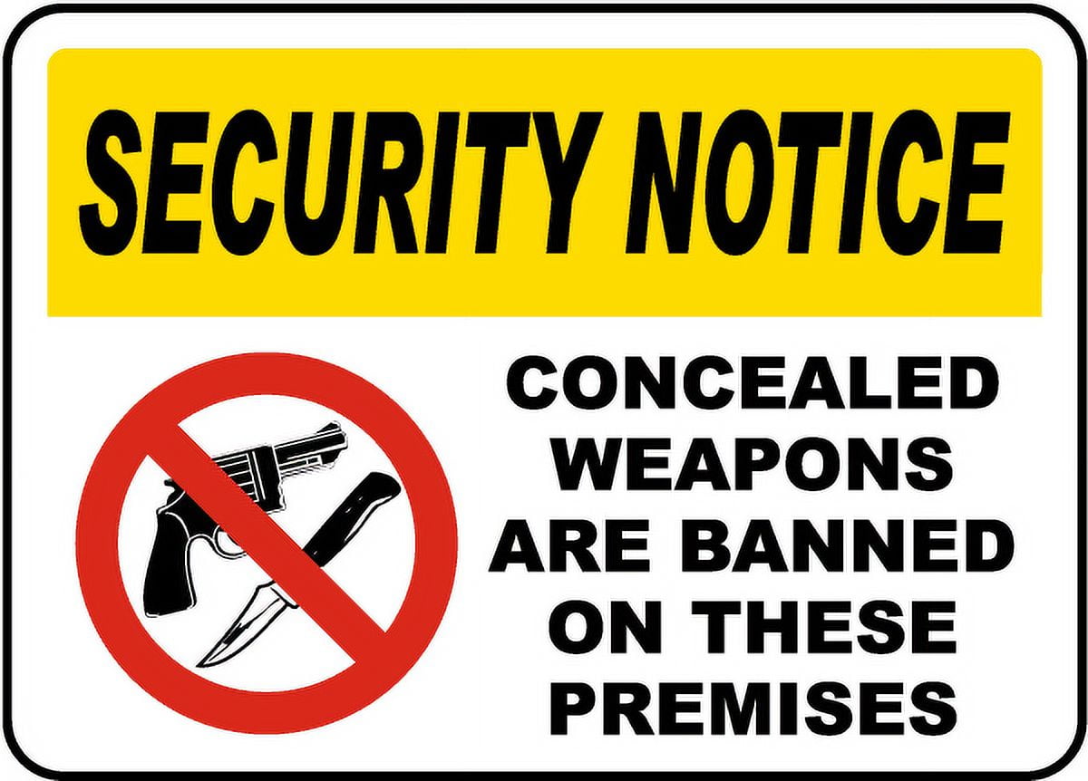 Vinyl Stickers Concealed Weapons Banned Sign Safety and Warning