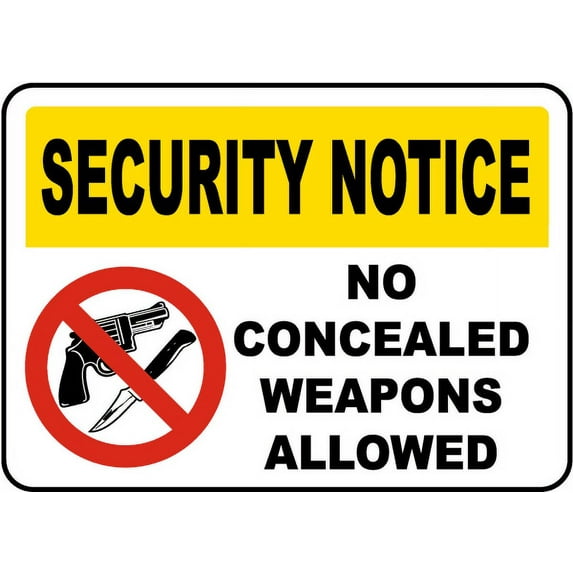 Vinyl Stickers - Concealed Weapons Not Allowed Sign 2 - Safety and Warning Warehouse Signs Stickers - 13" x 9" - 6 Pack