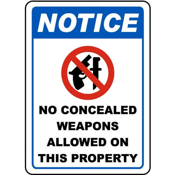 Vinyl Stickers - Concealed Weapons Not Allowed Sign 3 - Safety and Warning Warehouse Signs Stickers - 13" x 9" - 3 Pack